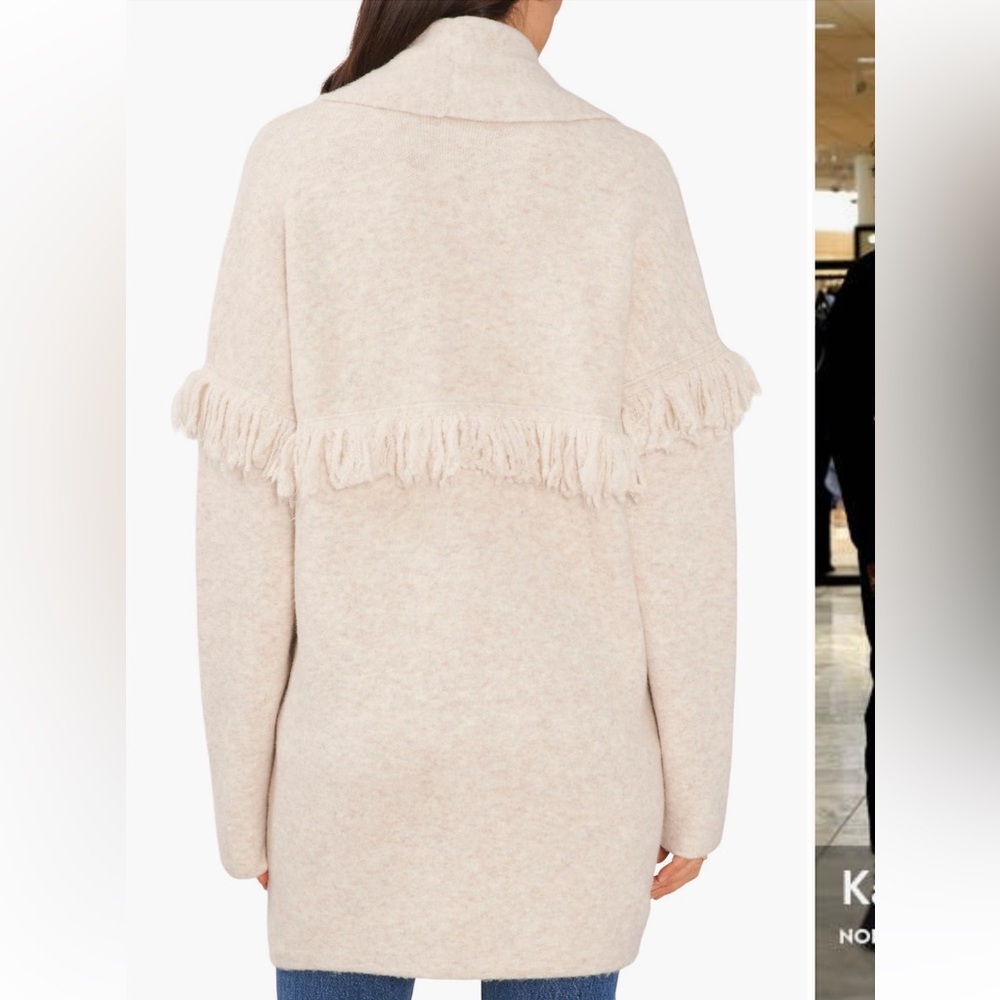 1. STATE FRINGED OPEN FRONT SWEATER COAT - Picture 2 of 7